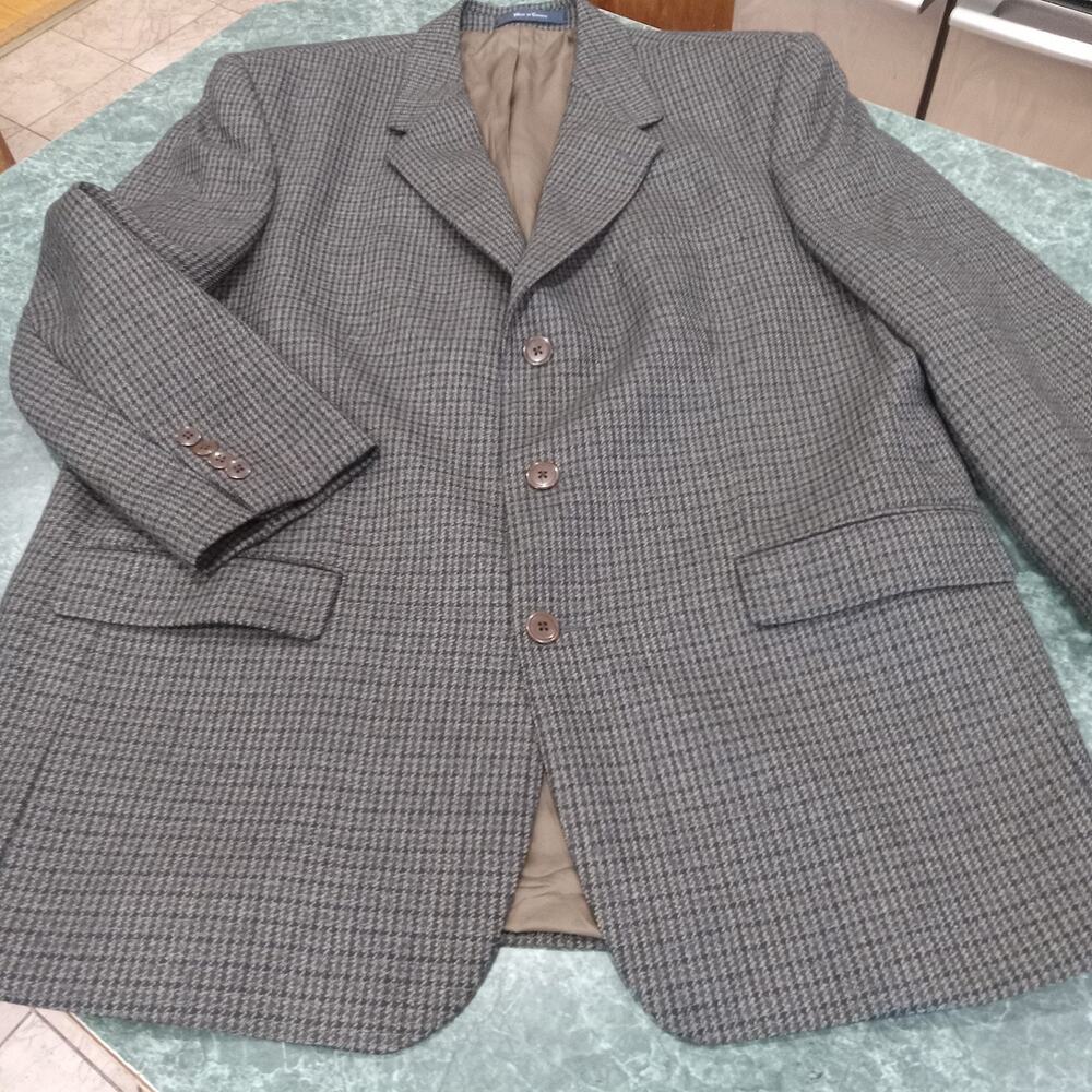 Vtg Kasper 44R Brown Mens Blazer Sport Coat Jacket Wool Alpaca Herringbone Retro